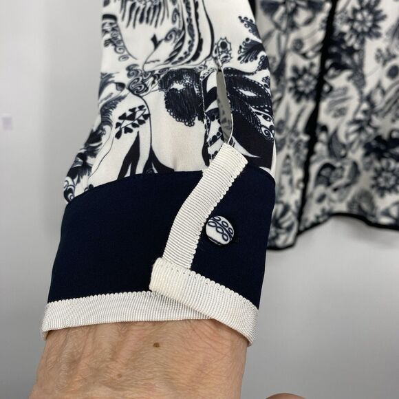 Modcloth Black Floral Chiffon Button up Top Size 1X  Long Sleeves - Picture 5 of 10